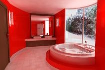 Ванная с красной плиткой