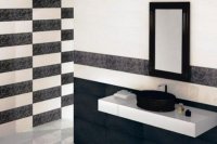 Дизайн плитки для туалету: фото чорно-білого декору